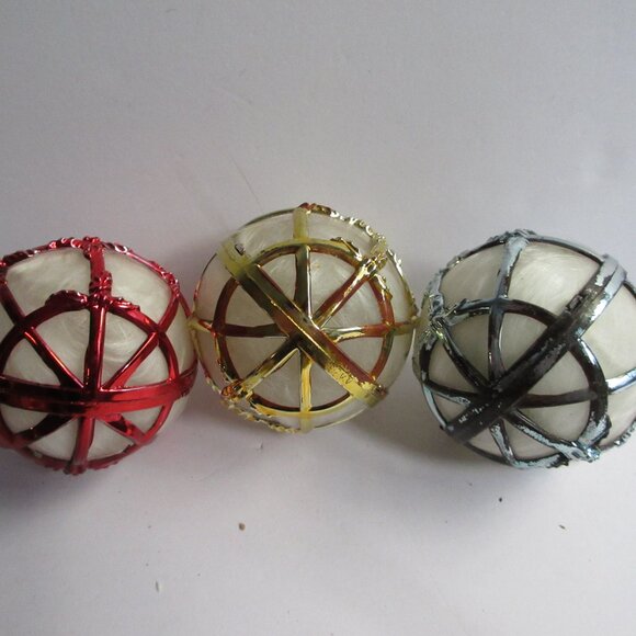 7 Bradford Cage Christmas Ornaments Spun Angel Hair Teardrop & 6 Round *READ* - Picture 11 of 15